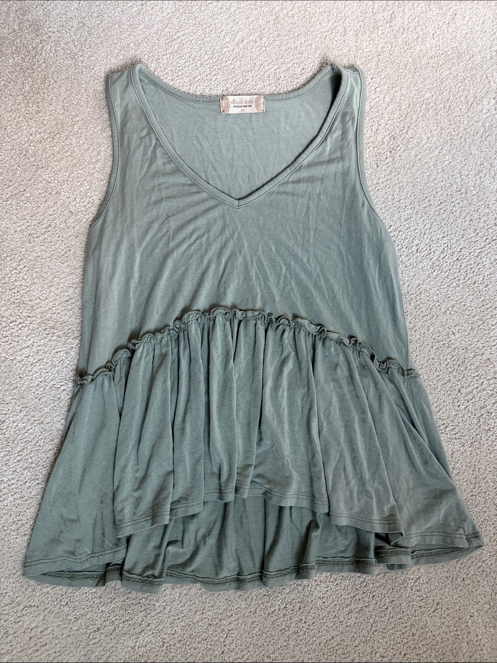 Altar’s State Sage Green Ruffle Hem Tank